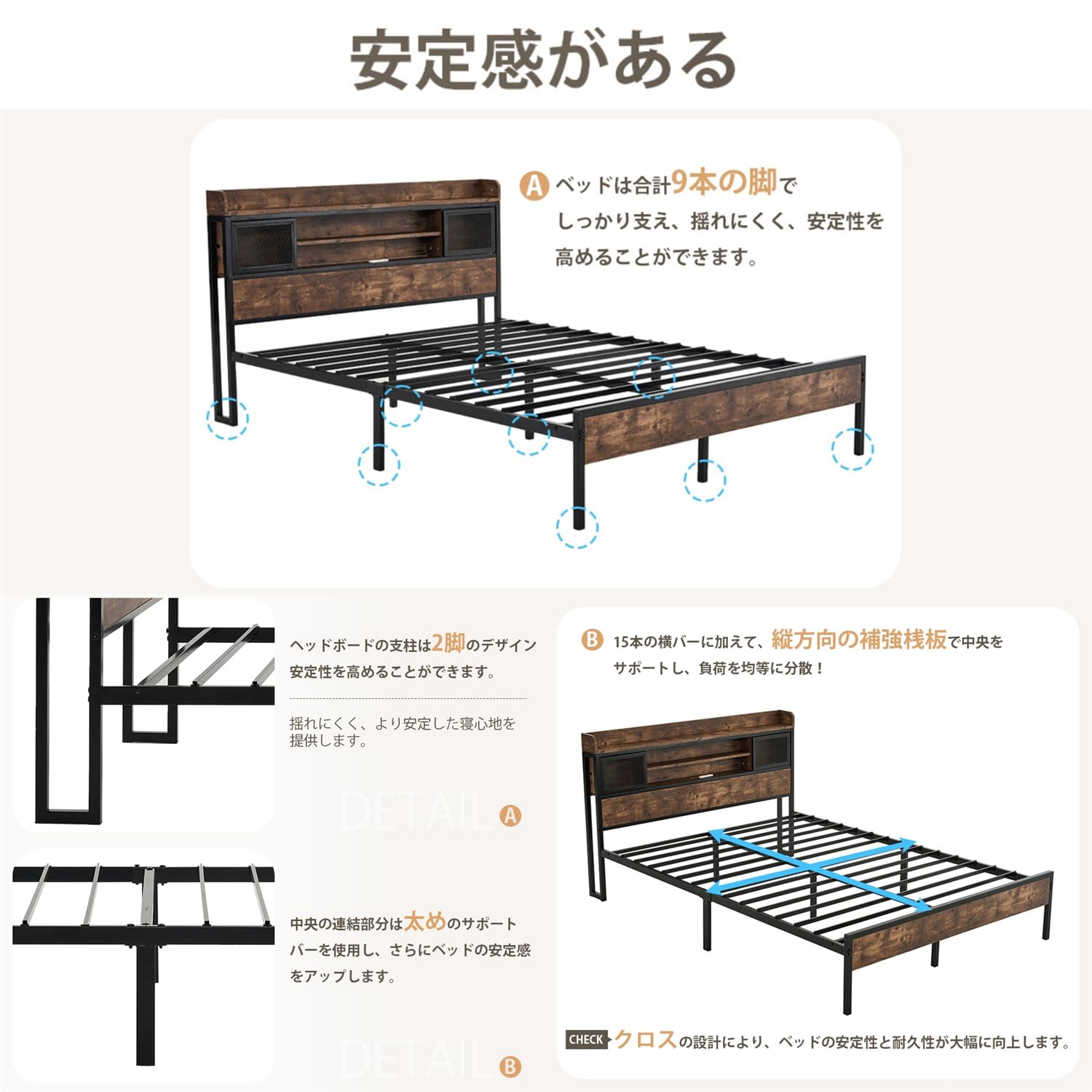 Amazon｜SOFTSEA ベッド ダブル 宮棚 2口コンセント ベッド